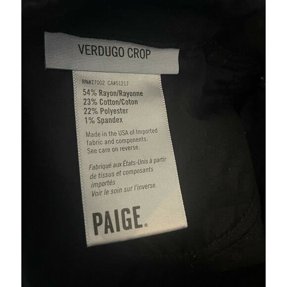 PAIGE Jeans Black Verdugo Crop Distressed Destroyed Women's size 25 - Picture 5 of 6